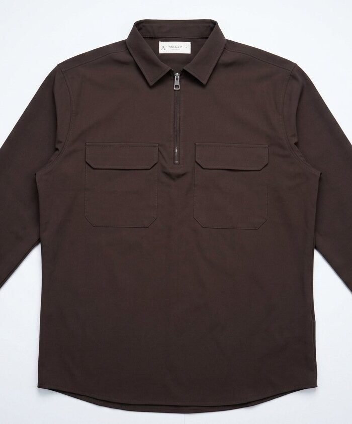 Aestify Utility Dark Brown Half-Zip